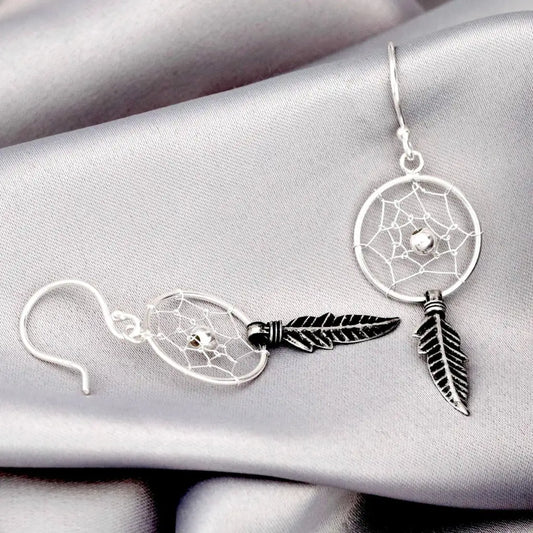 Madamlilin dream catcher oorbellen - 925 sterling zilver.