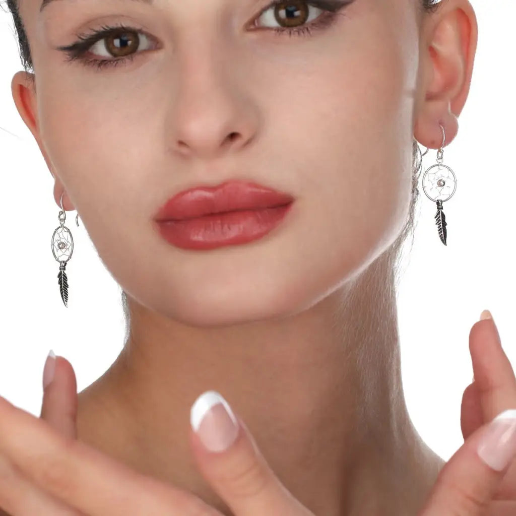 Madamlilin dream catcher oorbellen - 925 sterling zilver.