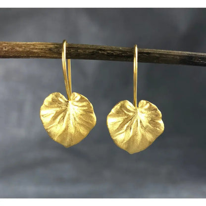 Oorbellen met tropische bladeren - 925 sterling verguld