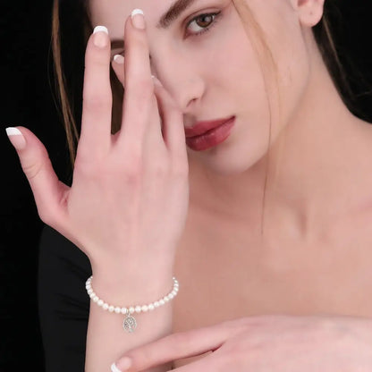 Madamlili 925 sterling zilveren zoetwaterparelarmband ’boom