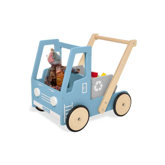 Leren loopwagen ’kipplaster fred’ blauw