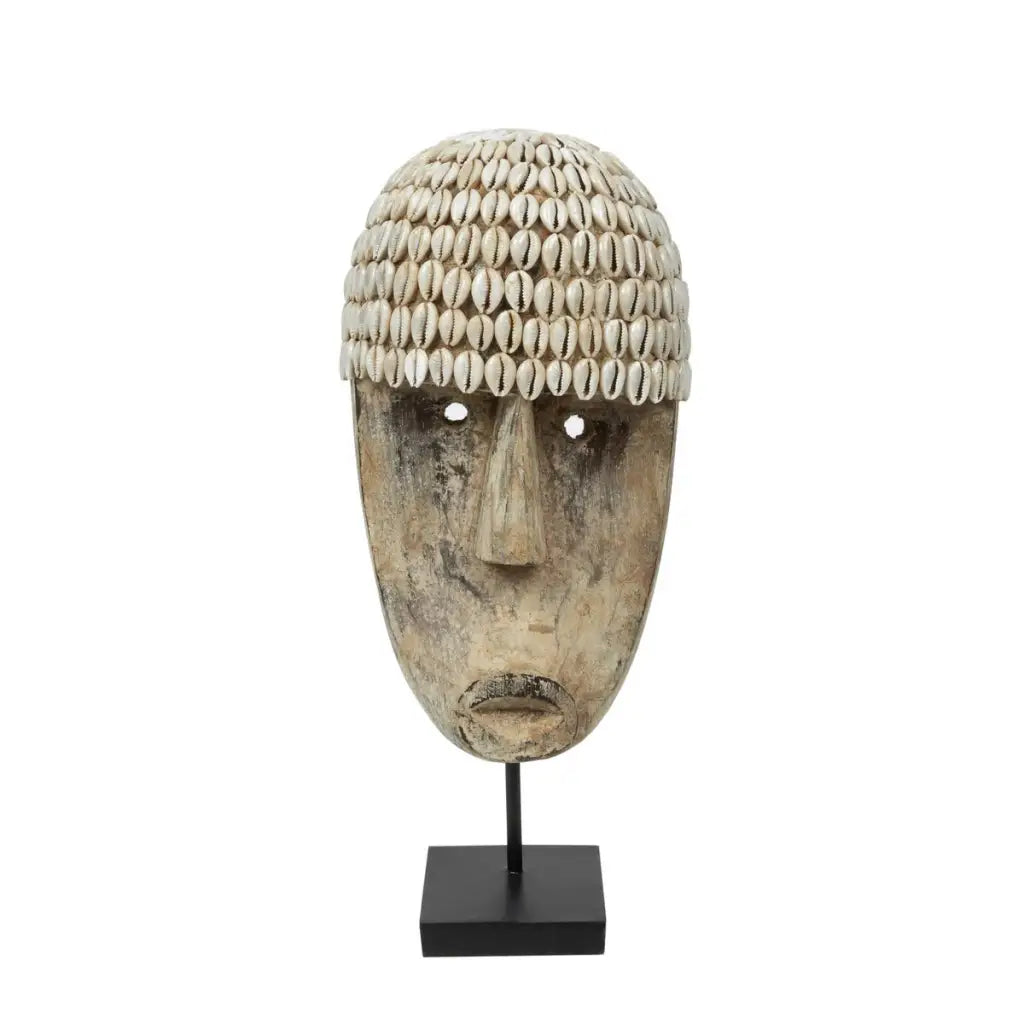 The cowrie mask on stand - medium