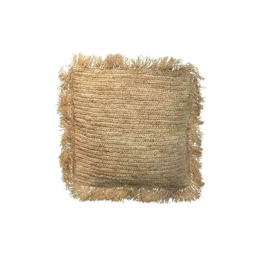 The Raffia Kussenhoes Vierkant - Naturel - M