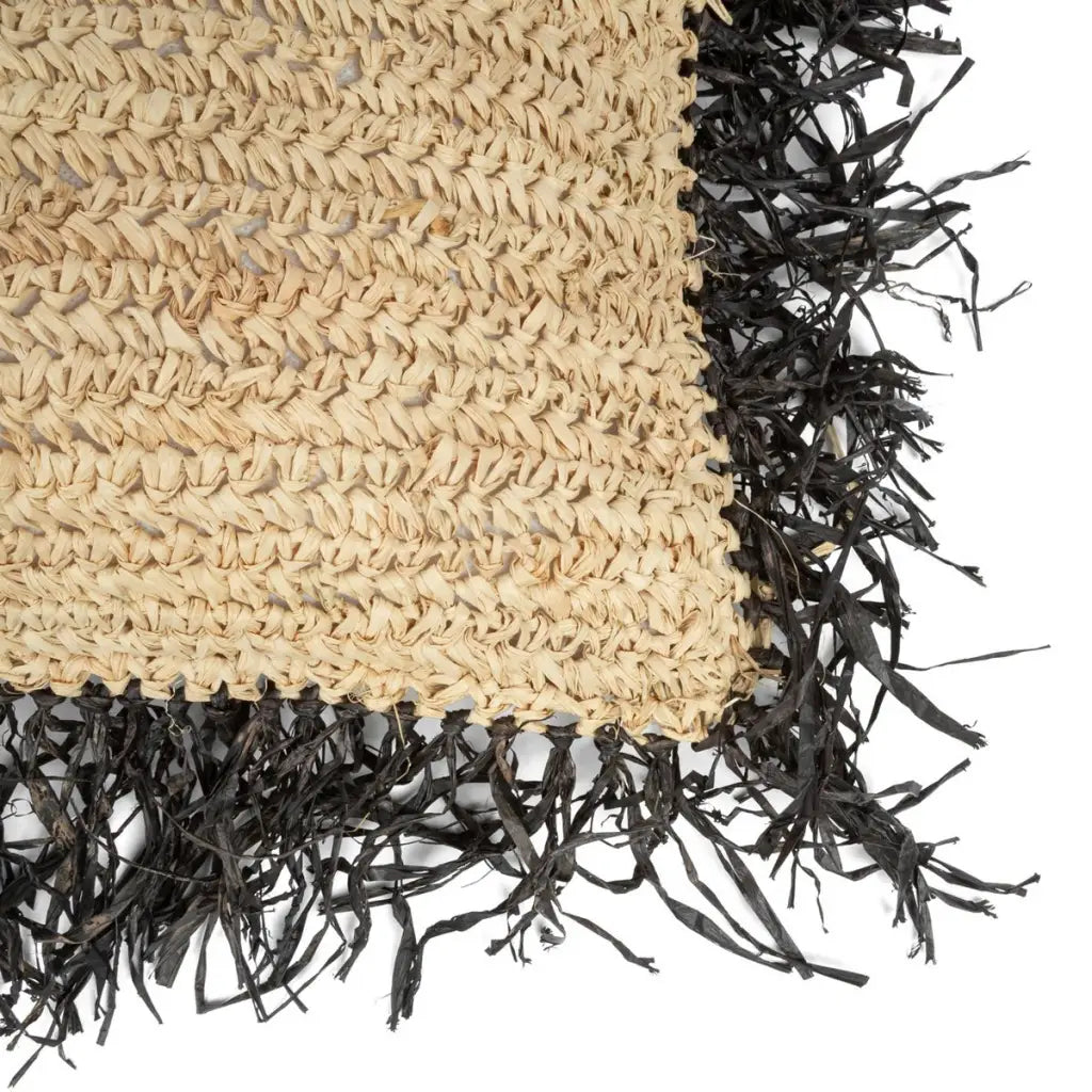 The Raffia Kussenhoes Vierkant - Naturel Zwart - L