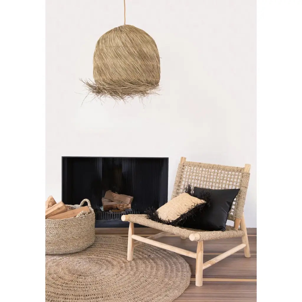 The Raffia Kussenhoes Vierkant - Naturel Zwart - M