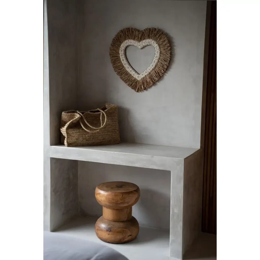 The Raffia Shell Heart - Natuurlijk wit - L