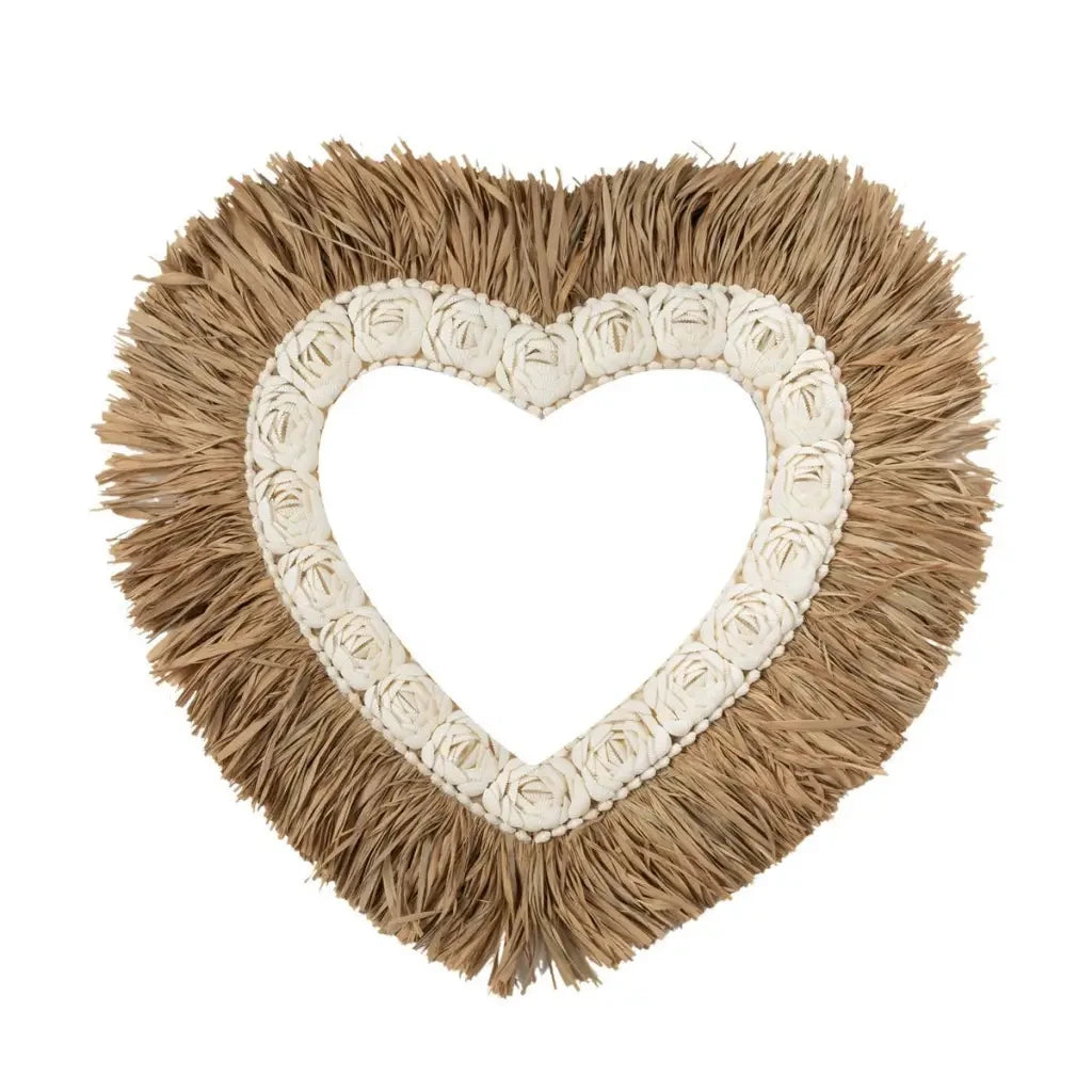 The Raffia Shell Heart - Natuurlijk wit - L