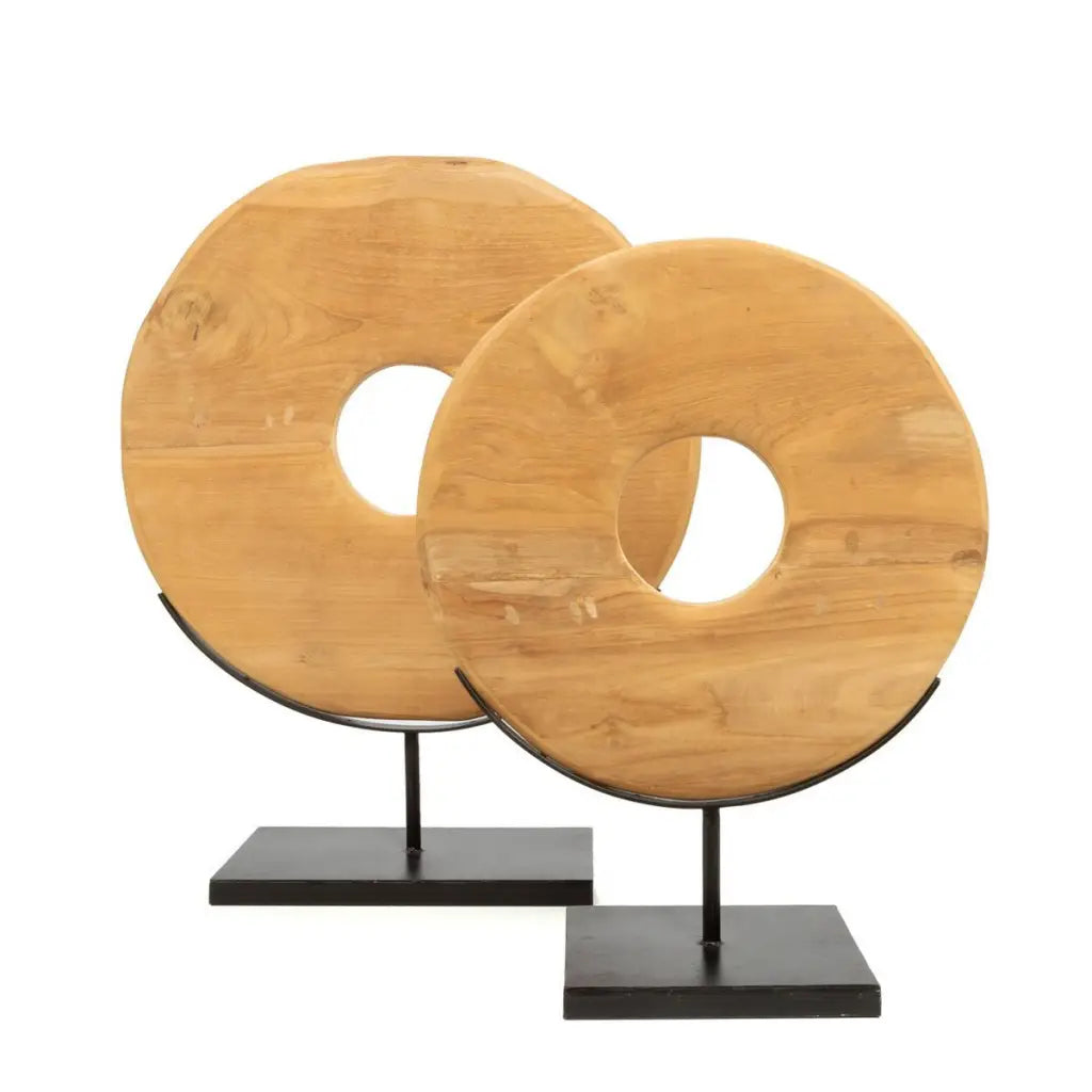 The Teak Disc on Stand - Naturel - L