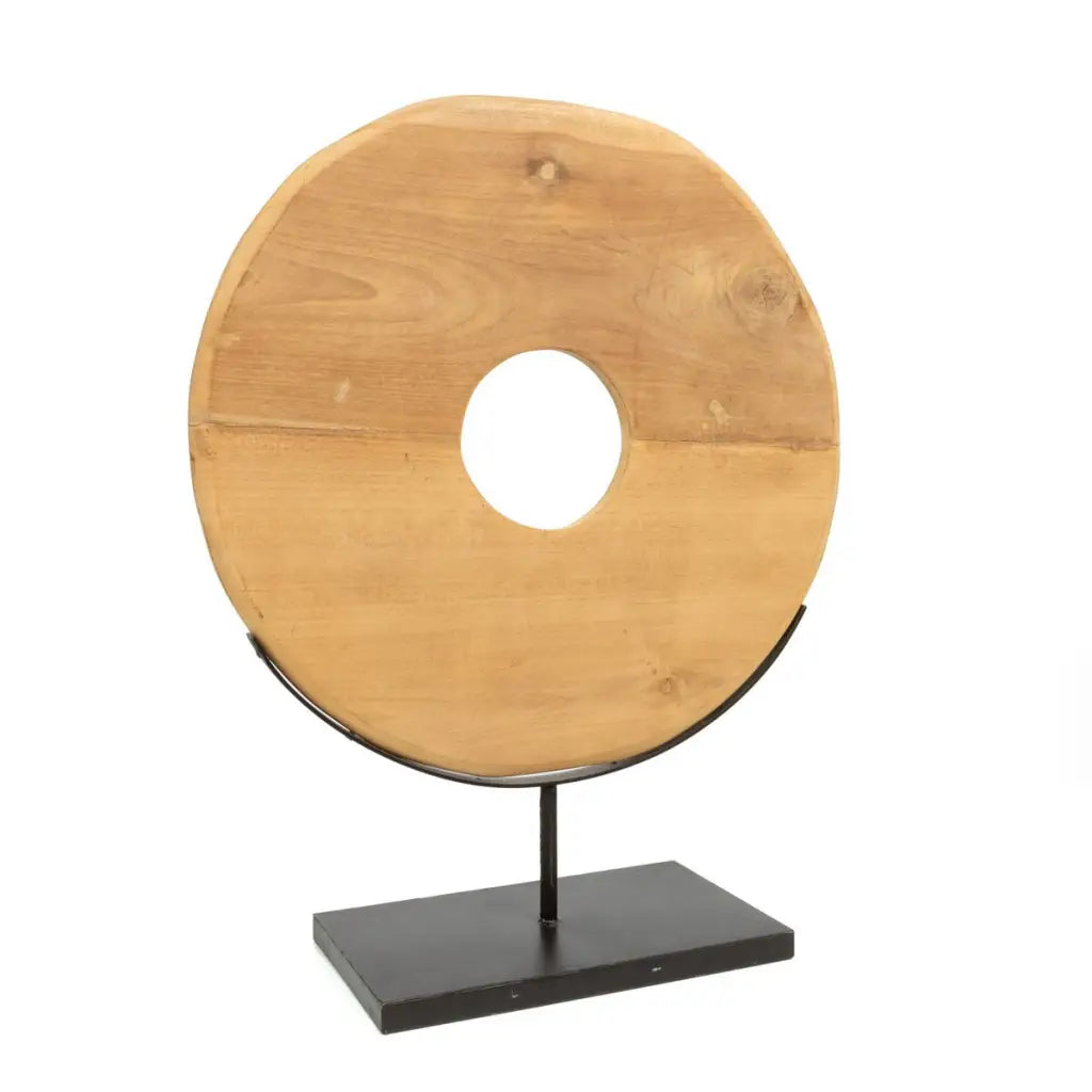 The Teak Disc on Stand - Naturel - L