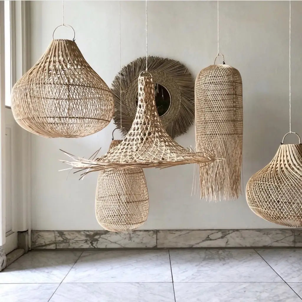 The rattan squid pendant - natural - l