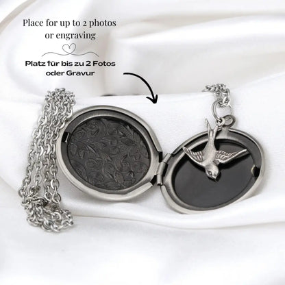 Madamlili oud zilveren foto medaillon collier inclusief