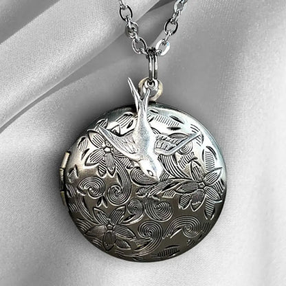 Madamlili oud zilveren foto medaillon collier inclusief