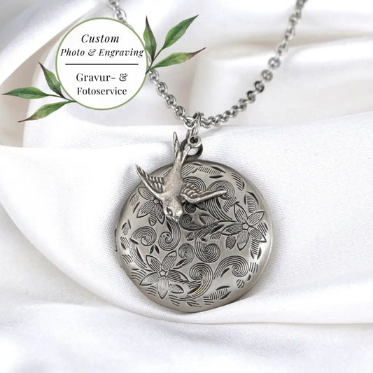Madamlili oud zilveren foto medaillon collier inclusief
