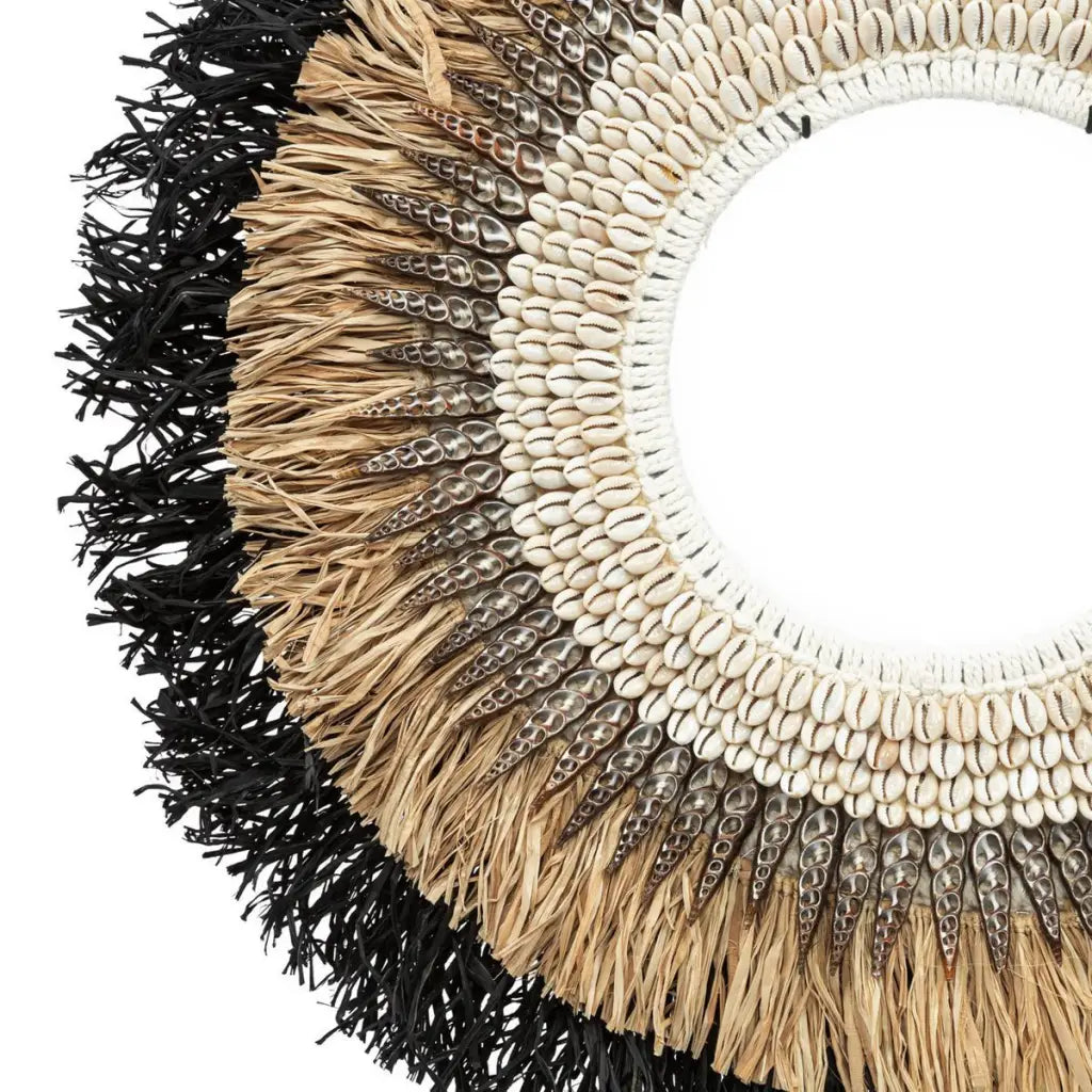 The mojo raffia op stand - naturel zwart - l