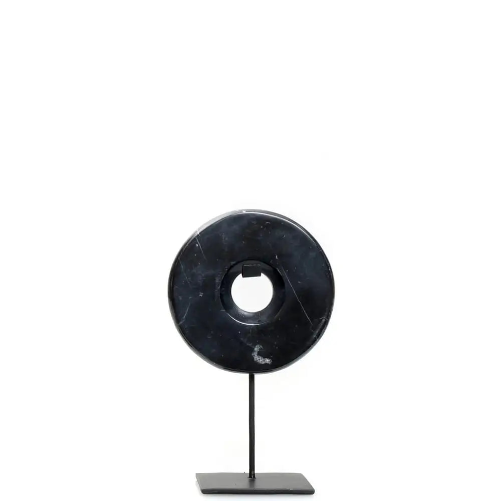 The marble disc on stand - zwart - s